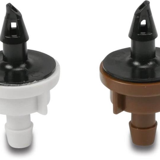 Rain Bird Insteek druppelaar kunststof 4/7 mm insteek x barbed 45ltr/h donkerbruin type PC-12