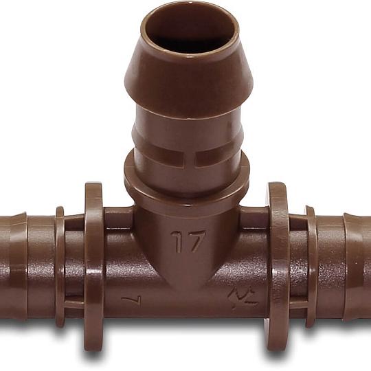 Rain Bird T-stuk kunststof 17 mm barbed 3,5bar bruin type XFF17
