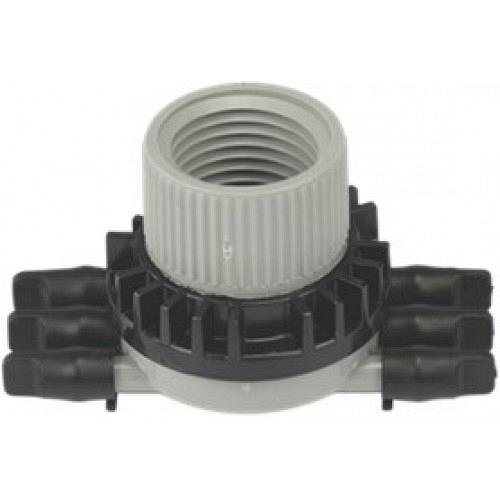 Rain Bird Verdeelstuk 6-uitgangen kunststof 1/2" x 6 mm binnendraad x barbed zwart type EMT-6X