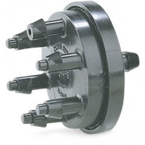 Rain Bird Verdeelstuk 6-uitgangen kunststof 6 mm insteek x barbed 2bar 4ltr/h zwart type XB-10-6