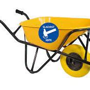 Kruiwagen HDPE 90 L stratenmakers geel softwiel