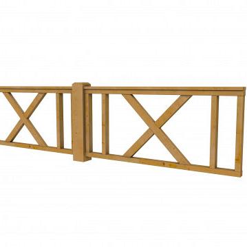 Douglas hekwerk type D met kruis 328,5 x 73 cm, groen geïmpregneerd.