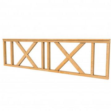 Douglas hekwerk met kruis type C 278,5 x 73 cm, transparant gespoten.