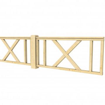 Douglas hekwerk type D met kruis 328,5 x 73 cm, onbehandeld.