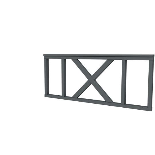 Vuren hekwerk type A met kruis 178,5 x 73 cm, antraciet gespoten.