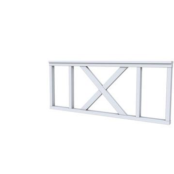 Vuren hekwerk type A met kruis 178,5 x 73 cm, lichtgrijs gespoten.