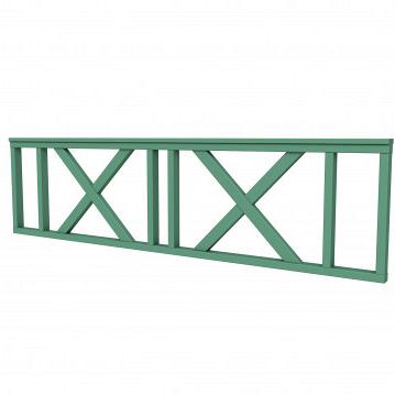 Vuren hekwerk type C met kruis 278,5 x 73 cm, jungle groen gespoten.