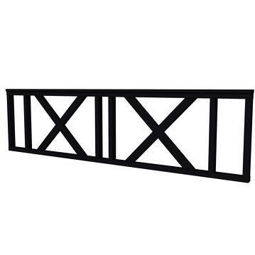 Vuren hekwerk type C met kruis 278,5 x 73 cm, zwart gespoten.