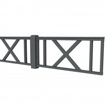 Vuren hekwerk type D met kruis 328,5 x 73 cm, antraciet gespoten.