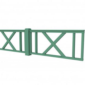 Vuren hekwerk type D met kruis 328,5 x 73 cm, jungle groen gespoten.