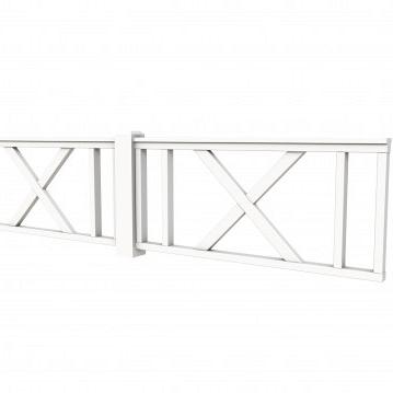 Vuren hekwerk type D met kruis 328,5 x 73 cm, wit gespoten.