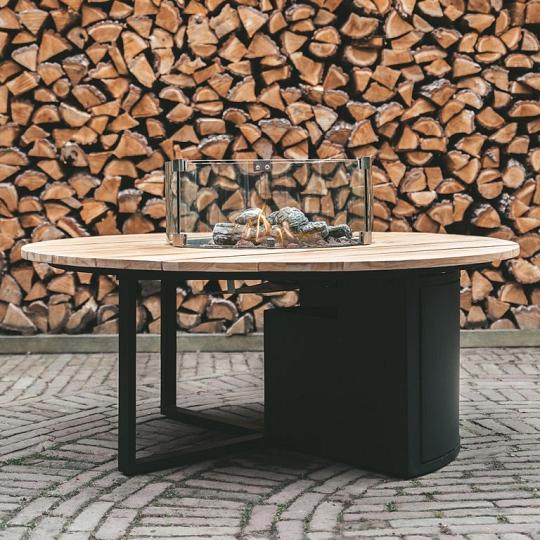 Cosiloft 120 round black frame / teak top