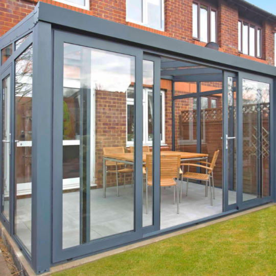 tuinkamer easy polycarbonaat opaal500x250 Ral7016 zacht