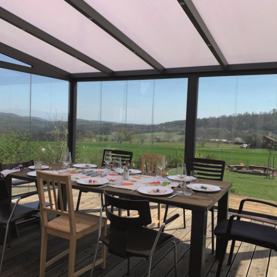 glasschuifwand systeem enkel  Modular 10 mm 500/250cm Ral** Basic