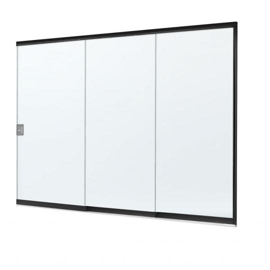 Glasschuifwand 8 mm. glas 200 cm 3 rail