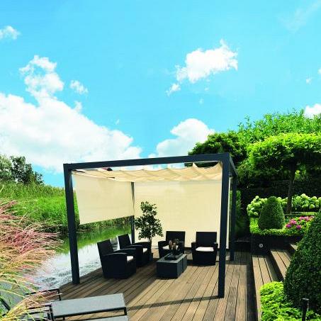 Harmonica zon doek, B 3,7 m L 3,7 m Sand/antraciet/wit