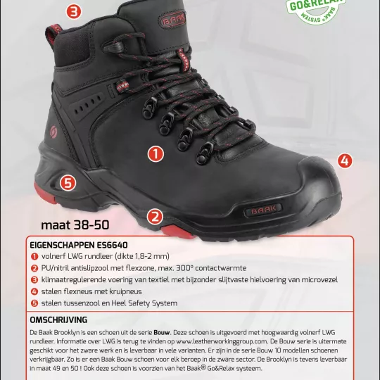 Baak Brooklyn S3 hoog zwart + kruipn. 43