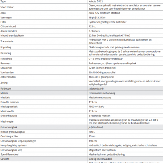 Grillo FD 500 Zitmaaier Hoog kiep