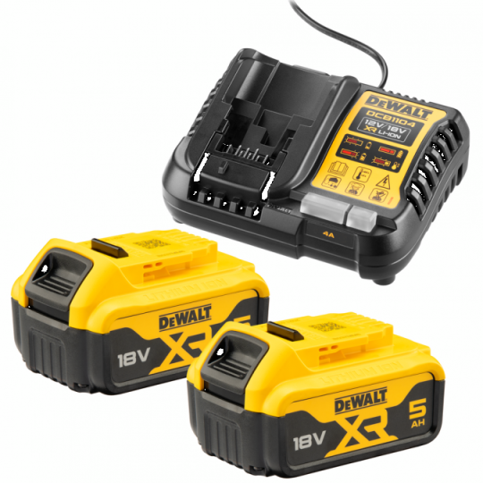 DEWALT Accu starterpack 18V XR 5.0Ah (2x DCB184 + XR multivoltage lader)