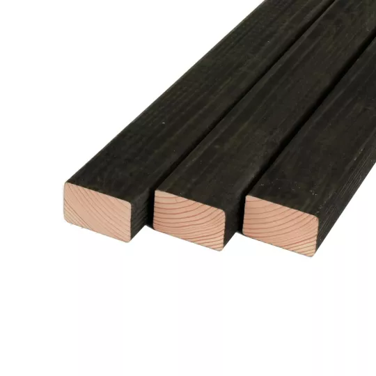 Douglas geschaafde regel gedroogd 4,5 x 7 x 400 cm, zwart.