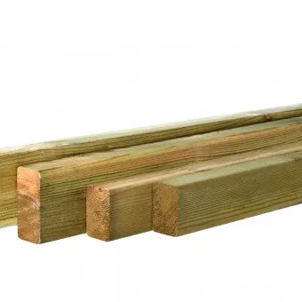 Grenen geschaafde regel 4,4 x 6,8 x 400 cm, groen geïmpregneerd.