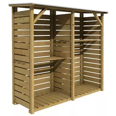 Haardhoutberging Twin 176 x 190 x 60 cm (HxBxD), groen geïmpregneerd.