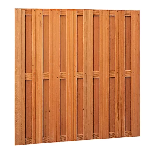 Hardhouten plankenscherm 17 planks 14 mm recht verticaal 180 x 90 cm.