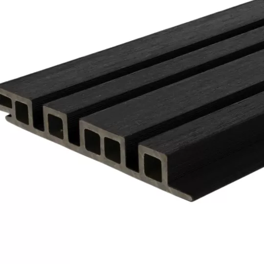 NewTechWood HKC co-extrusie Castellation PRO35 gevelbekleding, 3,3 x 21,5 x 390 cm, Ebony zwart.