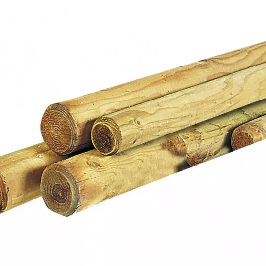 Ronde paal tamme kastanjehout geschild, Ø 10/12 x 250 cm.