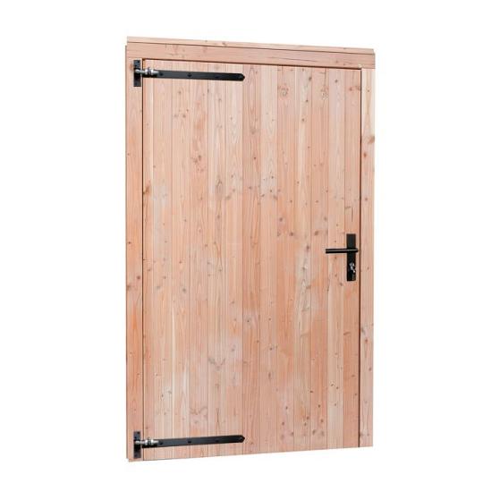 Douglas enkele deur extra hoog en breed met zwart beslag, linksdraaiend, 110 x 214 cm, onbehandeld.