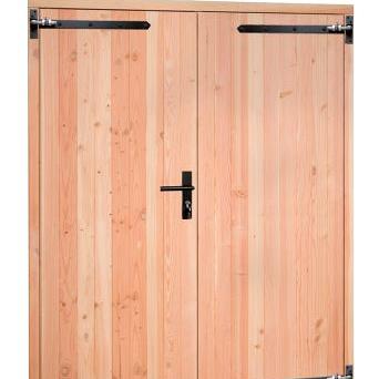 Douglas dubbele dichte deur met zwart beslag inclusief kozijn, 168 x 201 cm, kleurloos geïmpregneerd