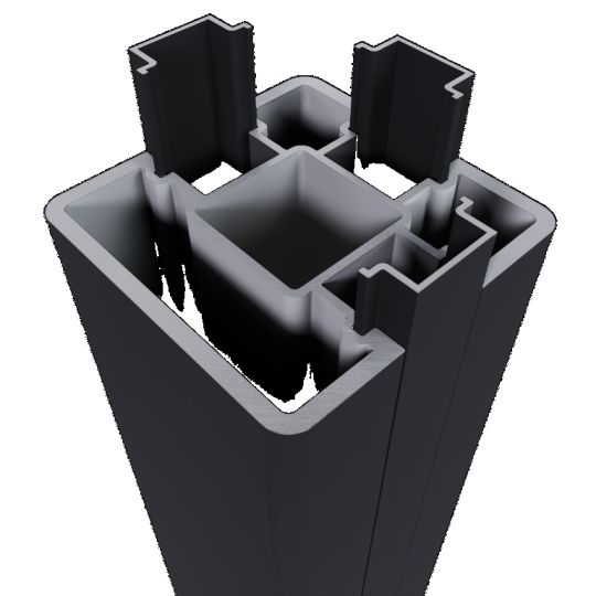 NewTechWood aluminium poortpaalset, 2 stuks met paalkap, 8 x 8 x 270 cm, zwart.