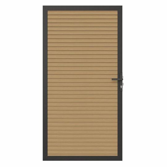 NewTechWood Co-extrusie composiet deur in aluminium frame, horizontaal triple, 100 x 195 cm, Red Cedar.