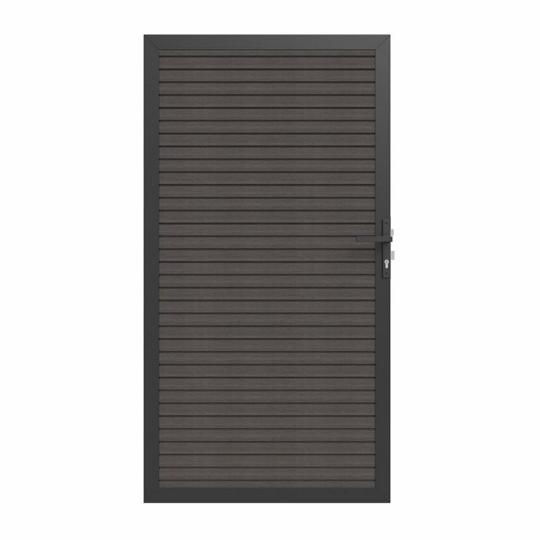 NewTechWood co-extrusie composiet deur in aluminium frame, horizontaal triple, 100 x 195 cm, Silver Gray.