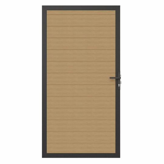 NewTechWood co-extrusie composiet deur in aluminium frame, horizontaal, 100 x 195 cm, Red Cedar.