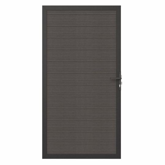 NewTechWood co-extrusie composiet deur in aluminium frame, horizontaal, 100 x 195 cm, Silver Gray.