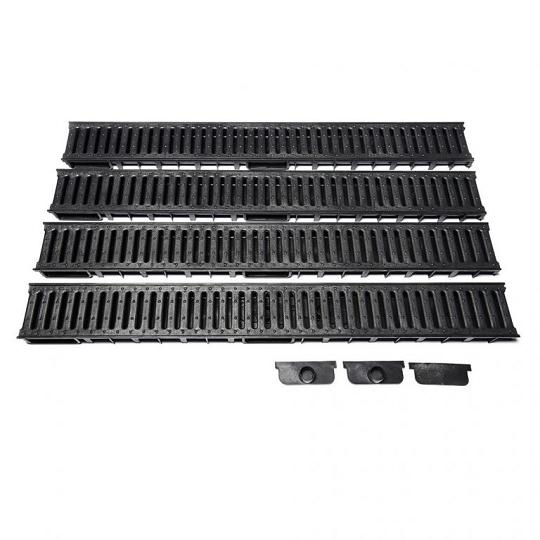 DB Actie Lijngoot met PE rooster incl 2x eindkap/uitloop 1x dicht (doos á 4 stuks)