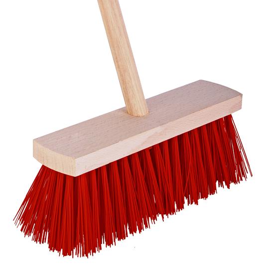 Talen Tools – Bezem – Rood – Harde haren – Houten steel – 120 centimeter