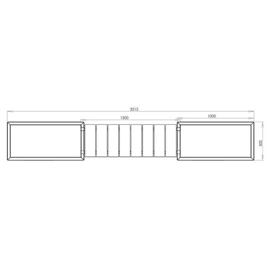 Cortenstaal plantenbak - Rechthoek - 321,2 x 50 x 50 cm - Met bankje - Zonder bodemplaat