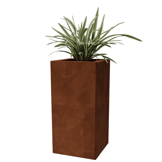 Cortenstaal plantenbak - Vierkant - 30 x 30 x 60 cm - Met bodemplaat