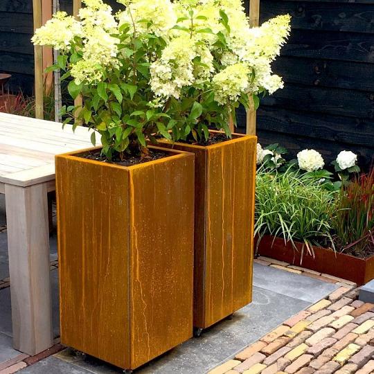 Cortenstaal plantenbak - Vierkant - 40 x 40 x 80 cm - Zonder bodemplaat