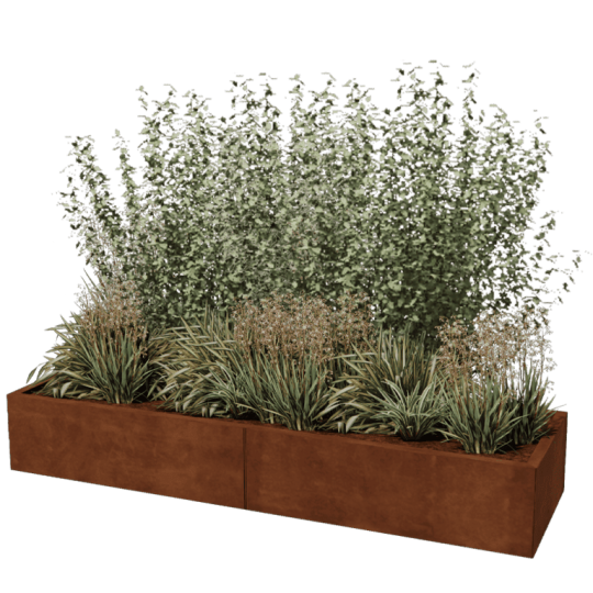 Cortenstaal plantenbak XXL - Rechthoek - 200 x 60 x 40 cm - Zonder bodemplaat