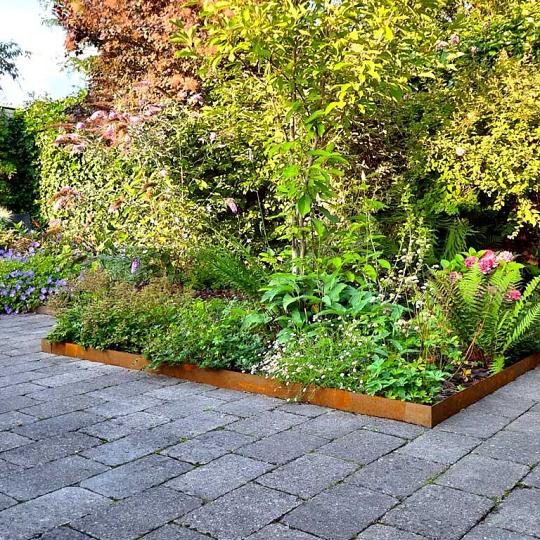 Cortenstaal borderrand - Recht - Hoogte 15 cm - Complete set 15 meter