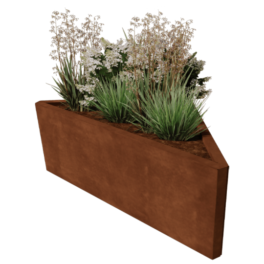 Cortenstaal plantenbak Alaska ongelijkzijdig 112 cm (hoogte 60 cm)