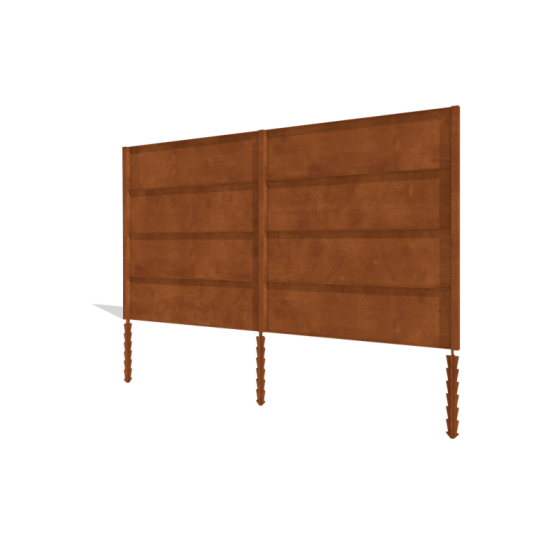 Cortenstaal schutting H4 - Complete set - 378 x 6 x 190 cm