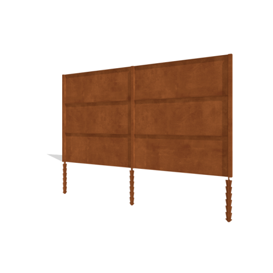 Cortenstaal schutting H3 - Complete set - 372 x 6 x 190 cm