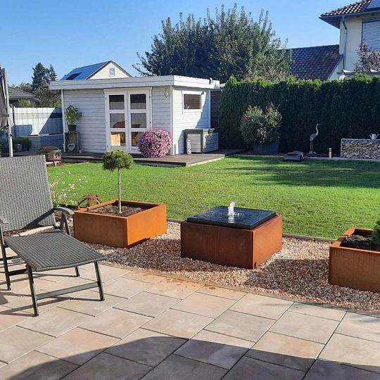 Cortenstaal waterornament 80 x 80 x 40 cm (met ledverlichting)