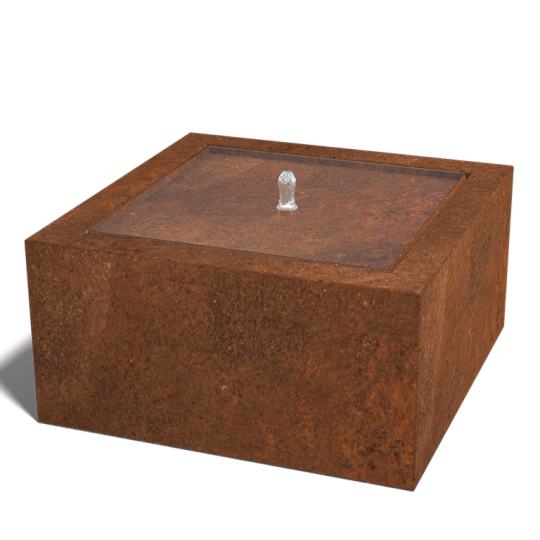 Cortenstaal watertafel - Lyra - 80 x 80 x 40 cm - Zonder LED-verlichting