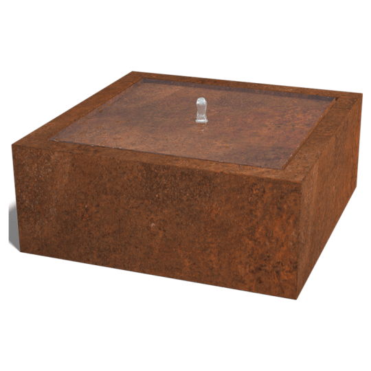 Cortenstaal watertafel 100 x 100 x 40 cm (met ledverlichting)