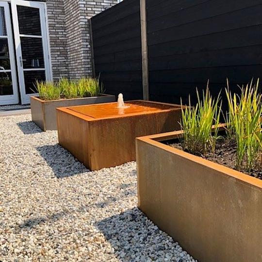 Cortenstaal watertafel - Lyra - 100 x 100 x 40 cm - Zonder LED-verlichting